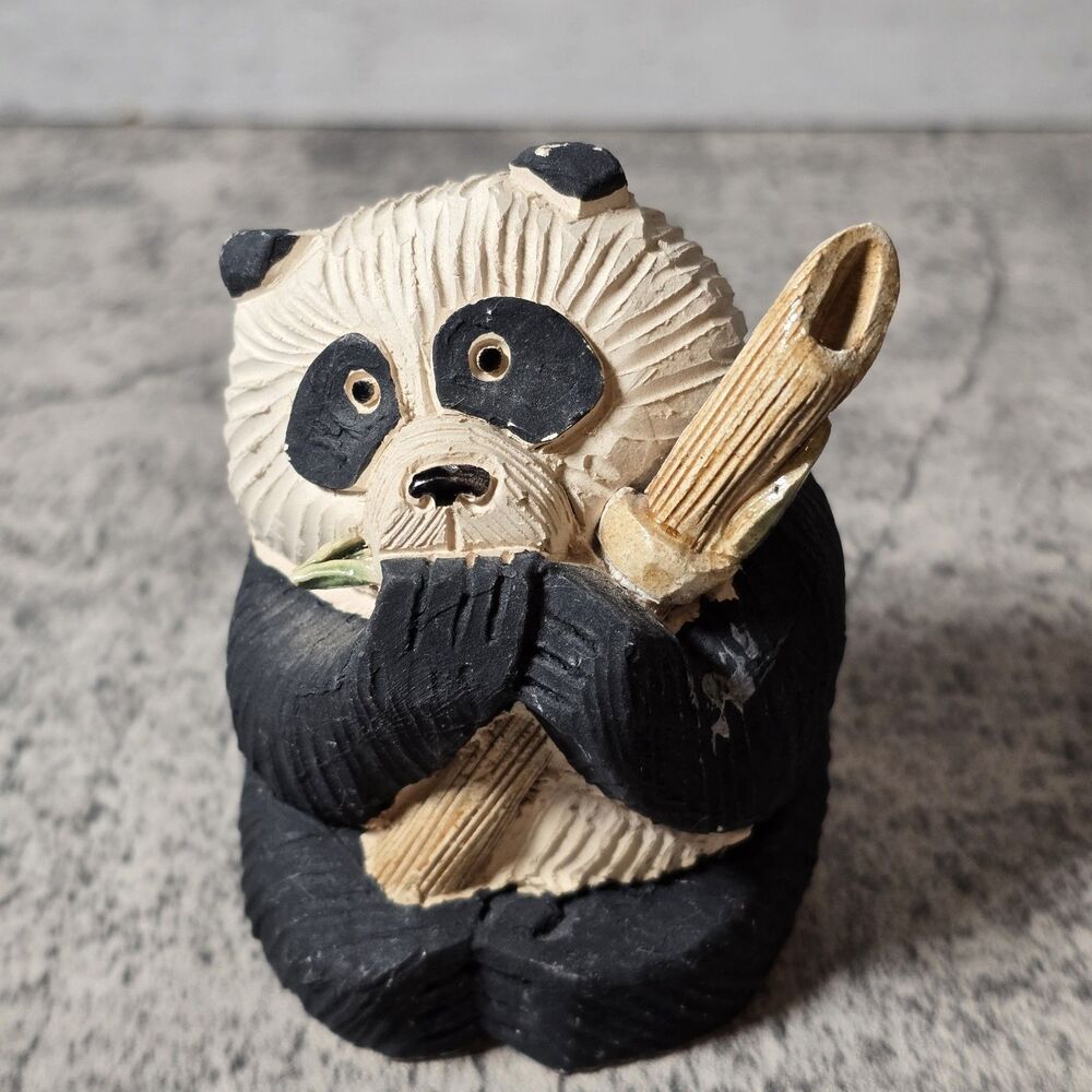 Retired AR Figurine Artesania Rinconada Art Pottery Uruguay Panda Old Kitsch